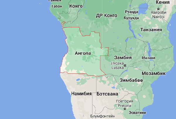 Ангола на карте мира