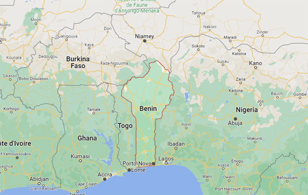 Benin on Map