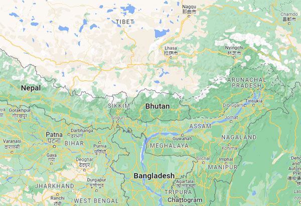 Bhutan on Map
