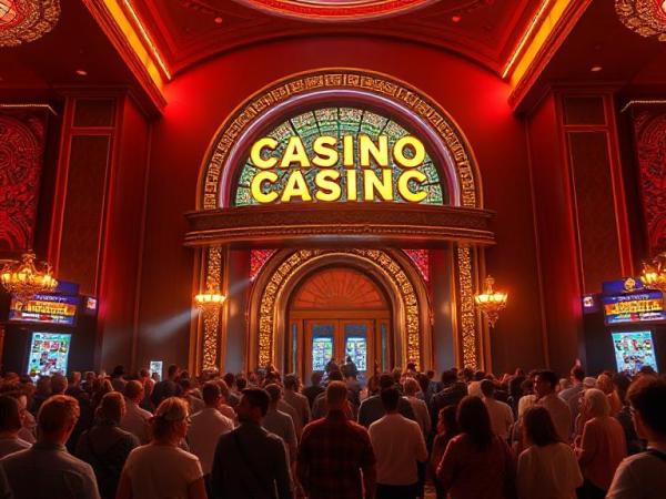 Crowds of people coming to casino